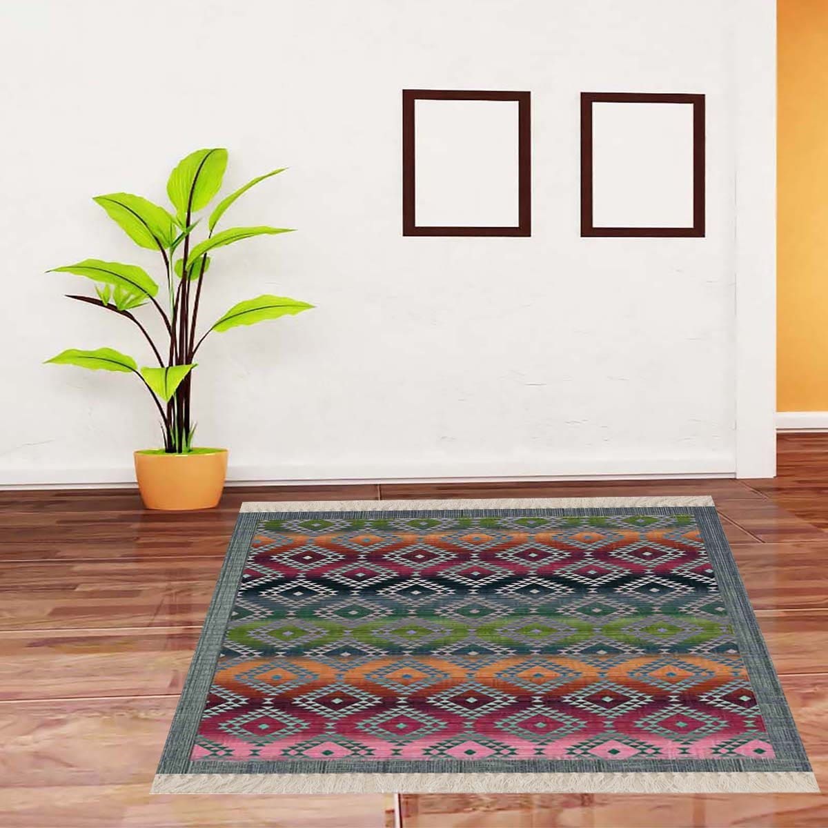 Kilim Desenli Etnik Dijital Baskı Yıkanabilir Modern Salon Halı ve Yolluk