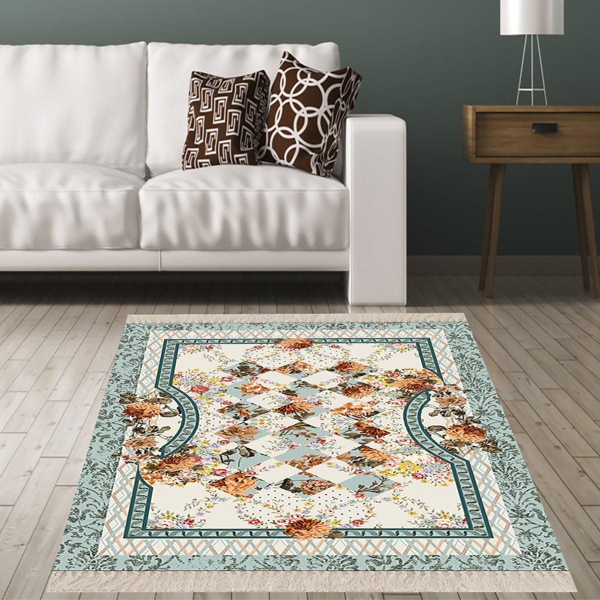 Osmanlı Desen Kırkyama Patchwork Desenli Etnik Dijital Baskı Yıkanabilir Modern Salon Halı ve Yollu