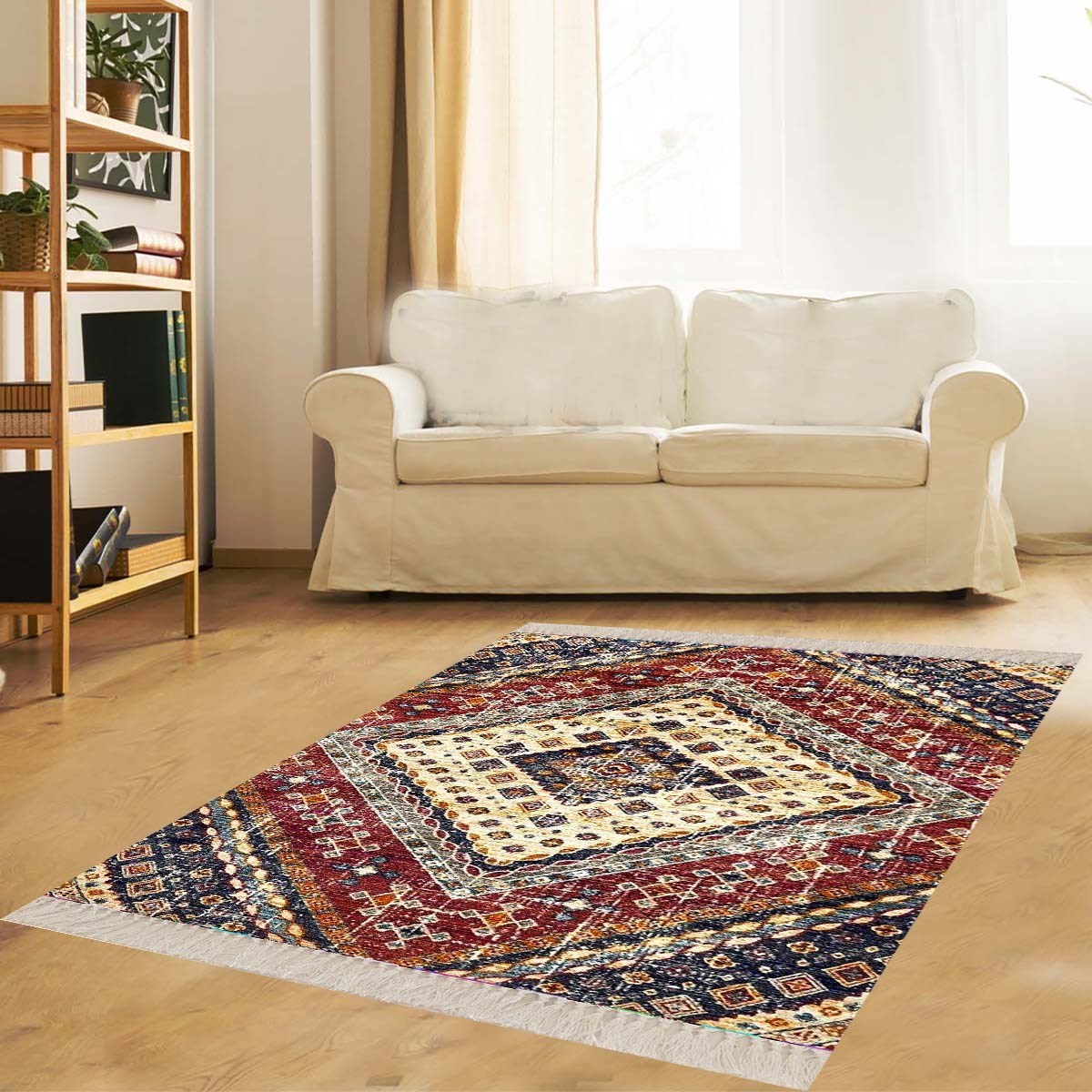 Kilim Desenli Etnik Dijital Baskı Yıkanabilir Otantik Salon Halı ve Yolluk