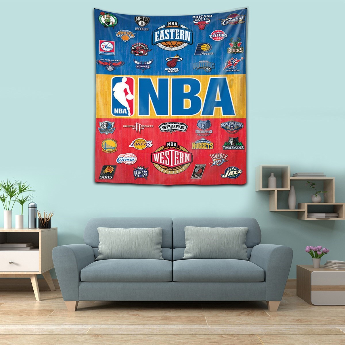 NBA Basketbol Yıkanabilir Leke Tutmaz Kumaş Duvar Örtüsü Duvar Halısı Tapestry