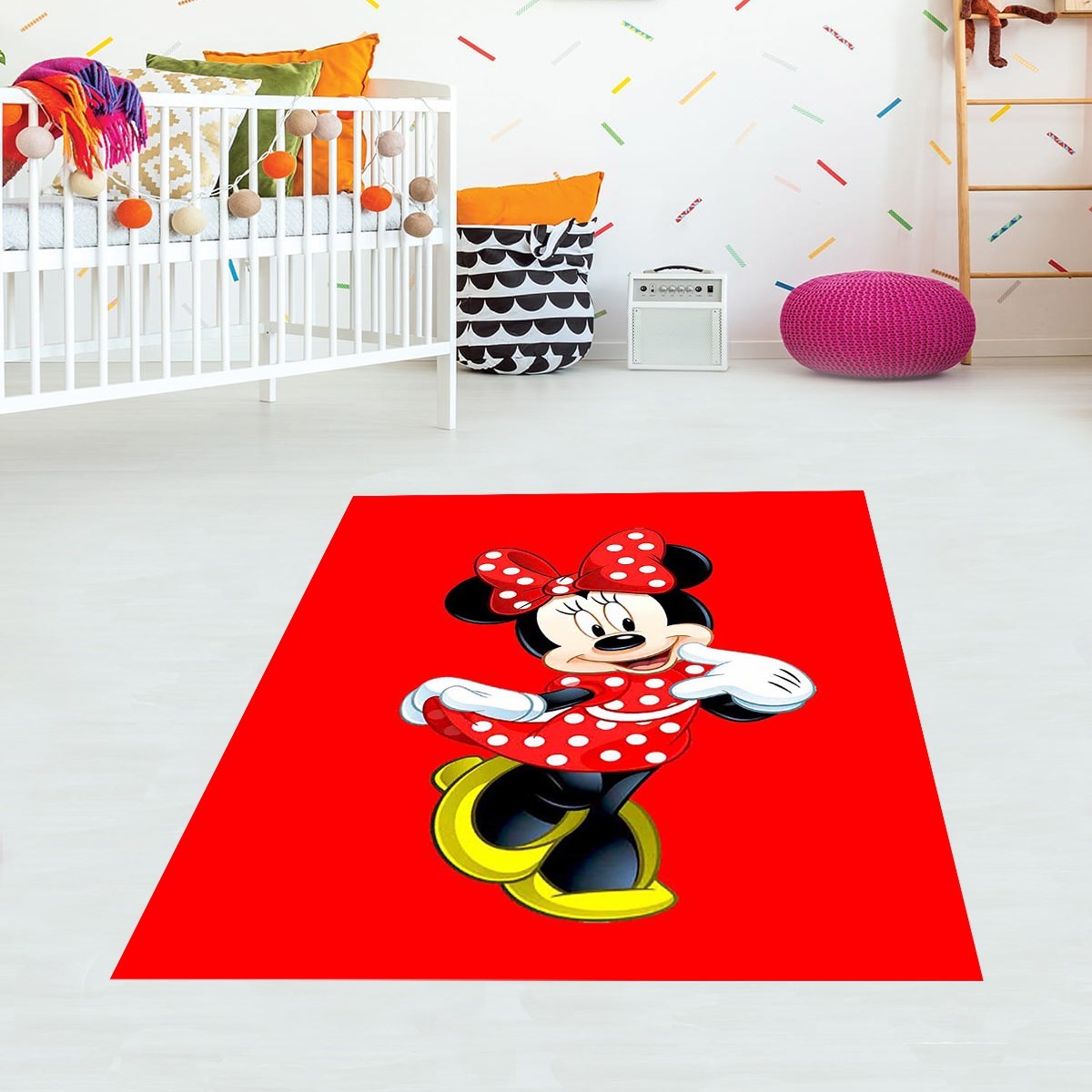 Mickey Minnie Mouse Halı Dijital Baskı Yıkanabilir Kaymaz Taban Çocuk Odası Halısı