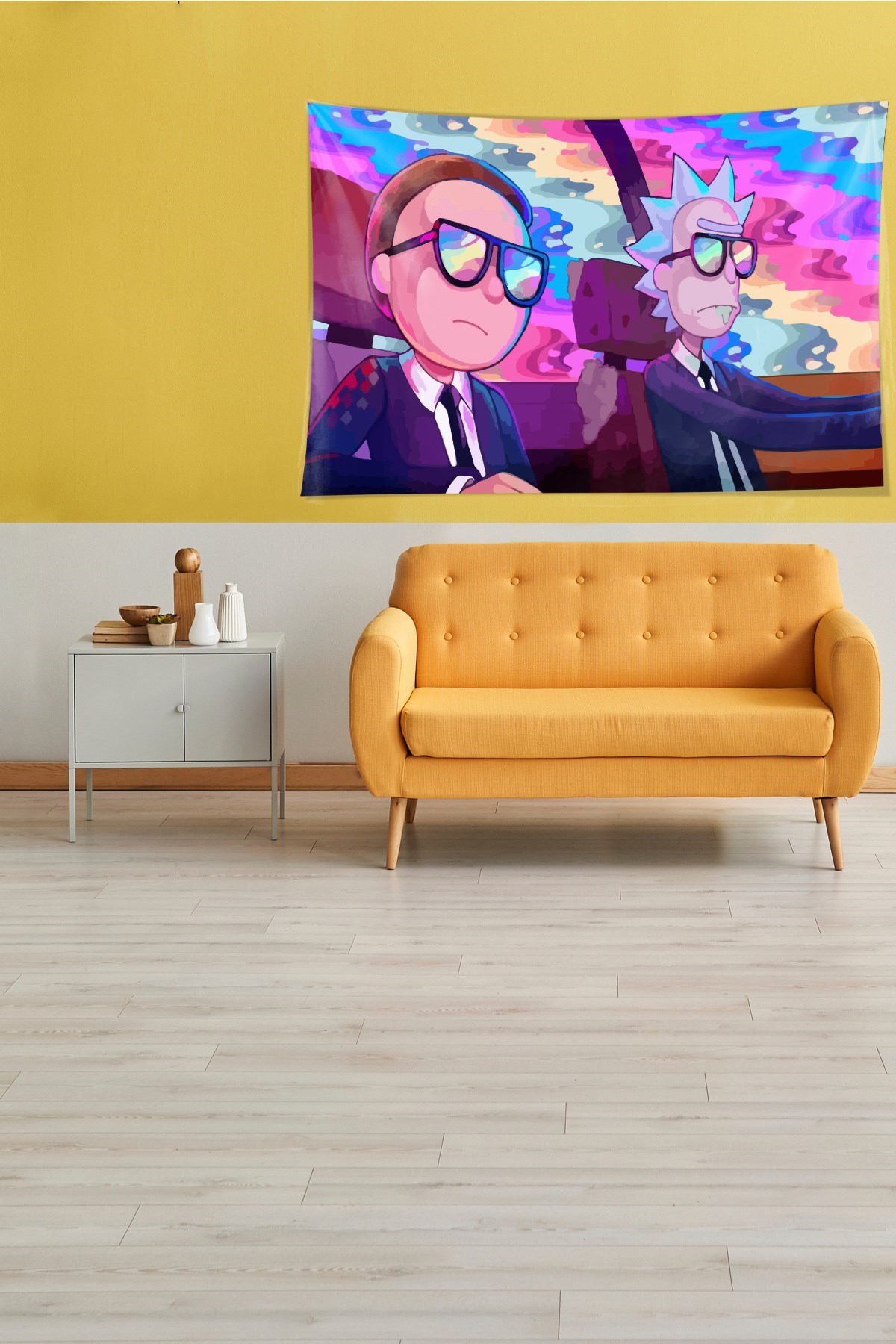 Rick and Morty Leke Tutmaz Kadife Dokulu Kumaş Duvar Örtüsü Duvar Halısı Tapestry