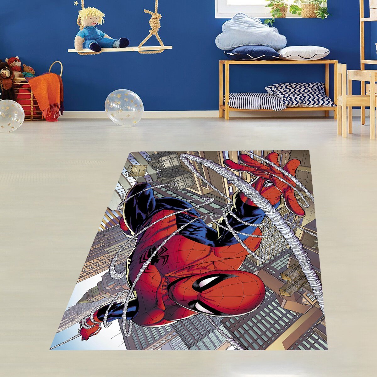 Örümcek Adam Desenli Spider Man Dijital Baskı Yıkanabilir Kaymaz Taban Çocuk Genç Odası Halısı