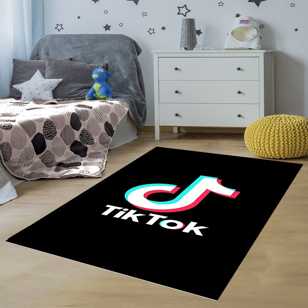 Tik Tok Fenomen Desenli Dijital Baskılı Kaymaz Taban Yıkanabilir Leke Tutmaz Çocuk Odası Halısı