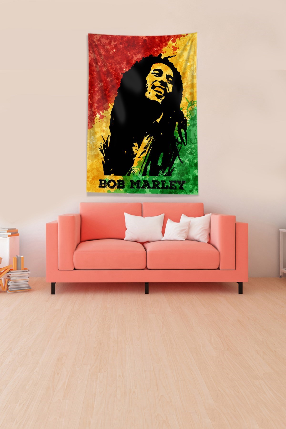 Çok Renkli  Bob Marley Leke Tutmaz Kadife Kumaş Duvar Örtüsü Duvar Halısı Tapestry