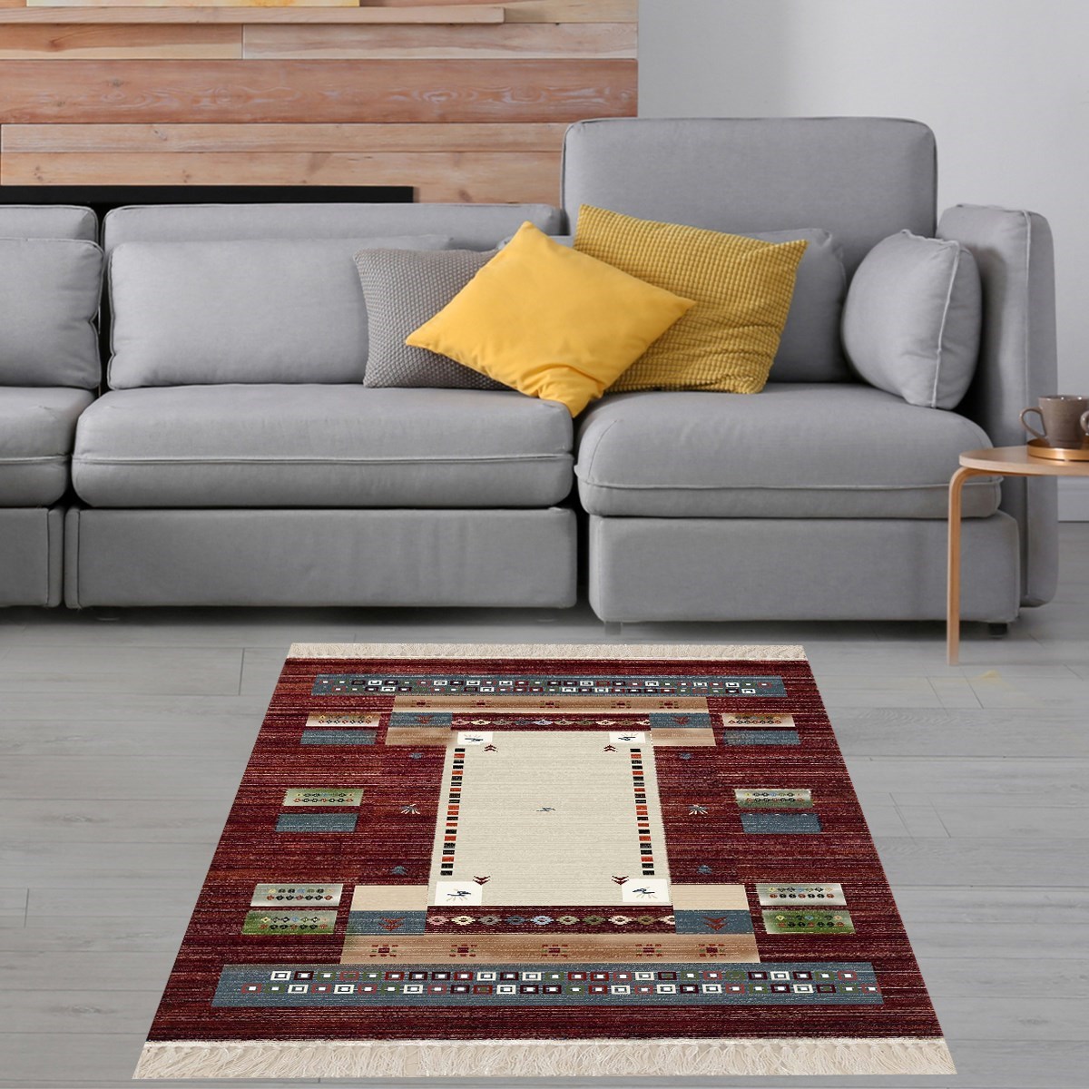 Kilim Desenli Etnik Dijital Baskı Yıkanabilir Kaymaz Taban Modern Salon Halı ve Yolluk