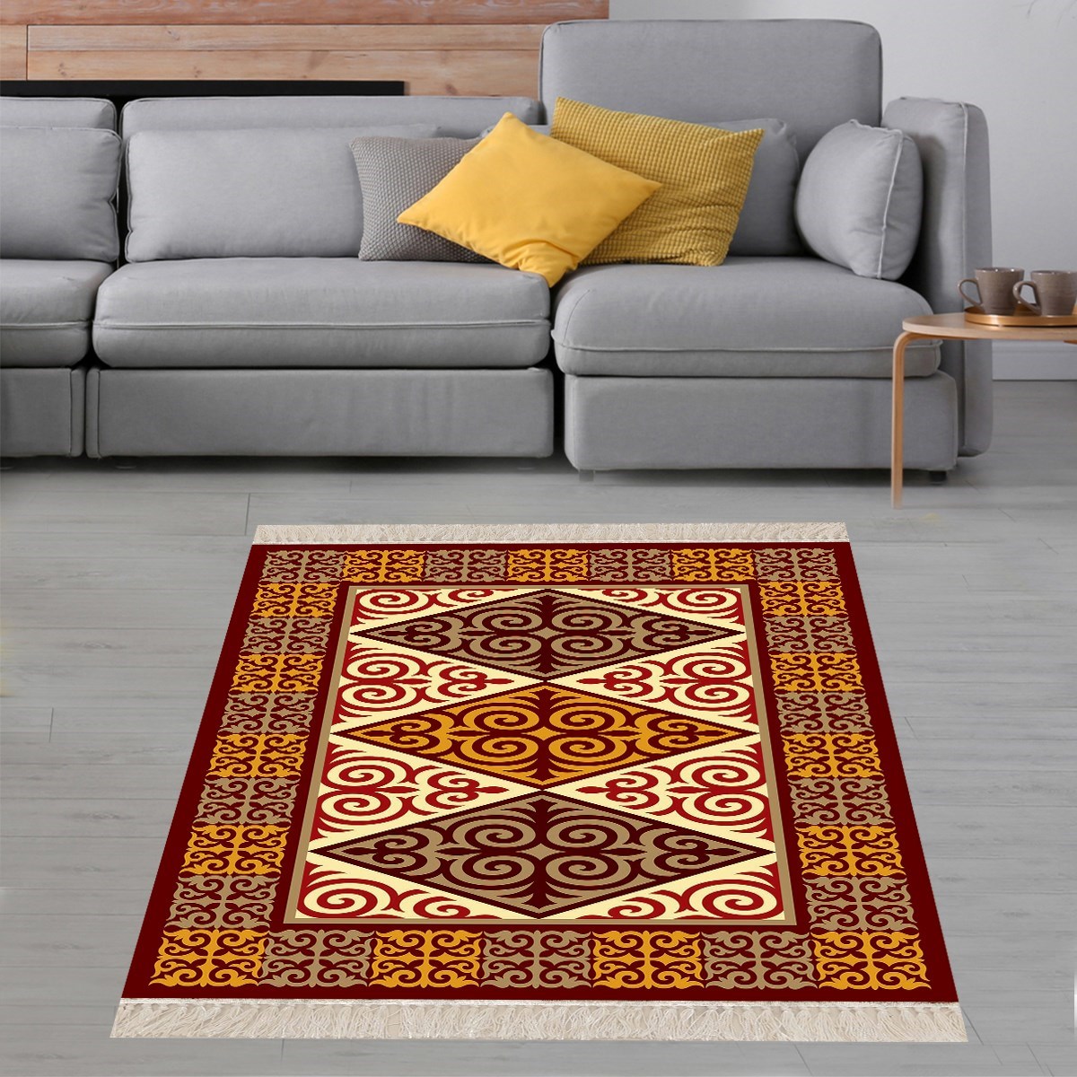 Kilim Desenli Etnik Dijital Baskı Yıkanabilir Kaymaz Taban Modern Salon Halısı ve Yolluk