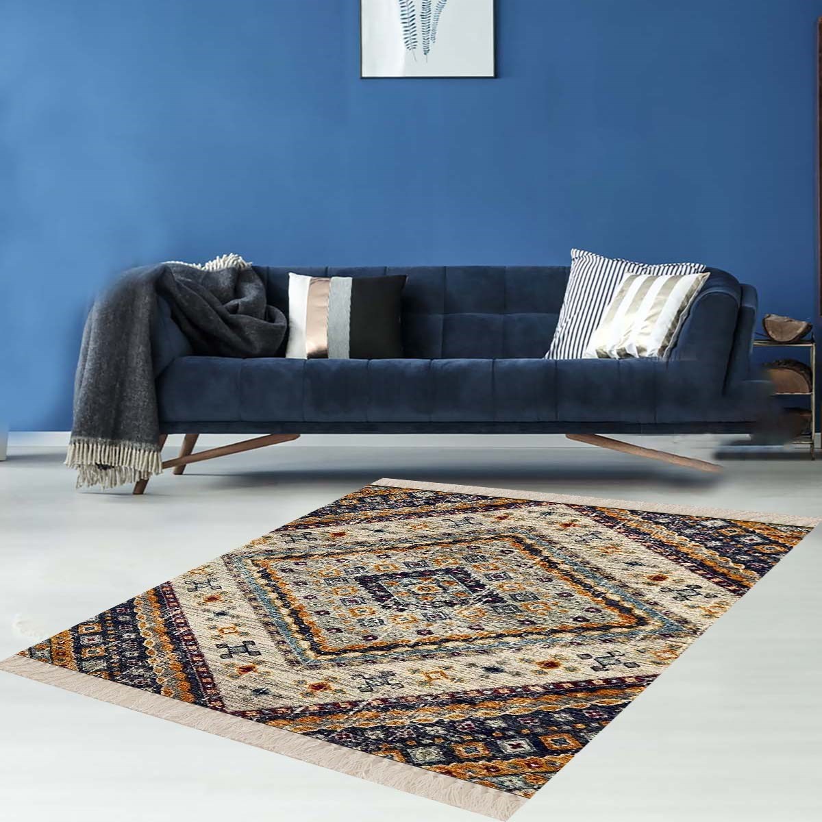 Kilim Desenli Etnik Dijital Baskı Yıkanabilir Otantik Salon Halı ve Yolluk