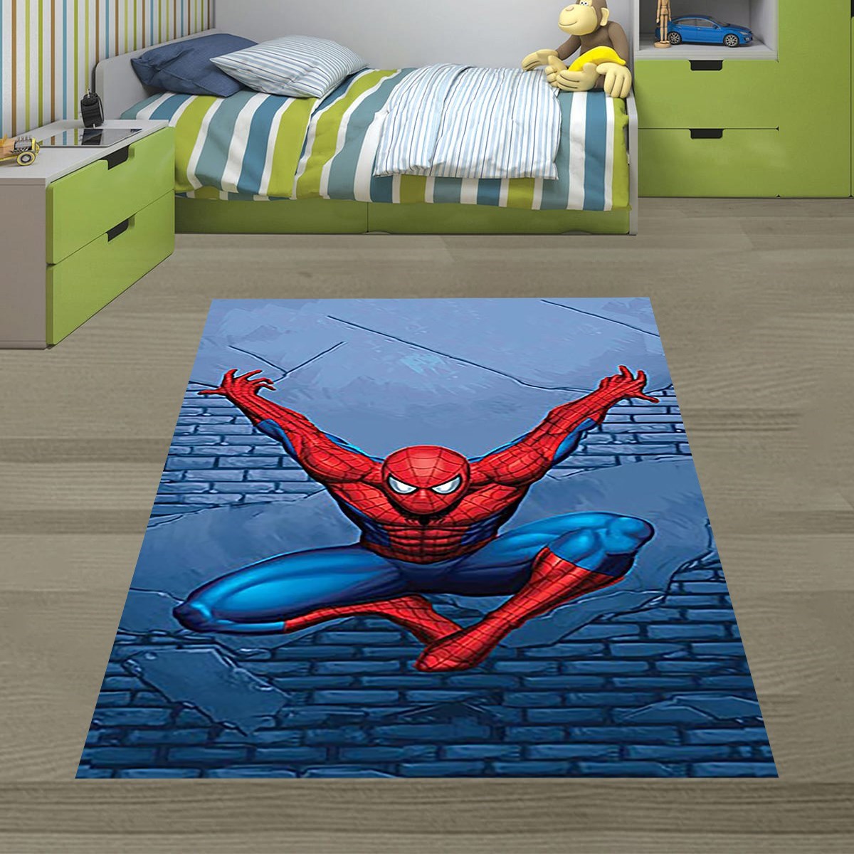 Örümcek Adam Desenli Spider Man Dijital Baskı Yıkanabilir Kaymaz Taban Çocuk Genç Odası Halısı