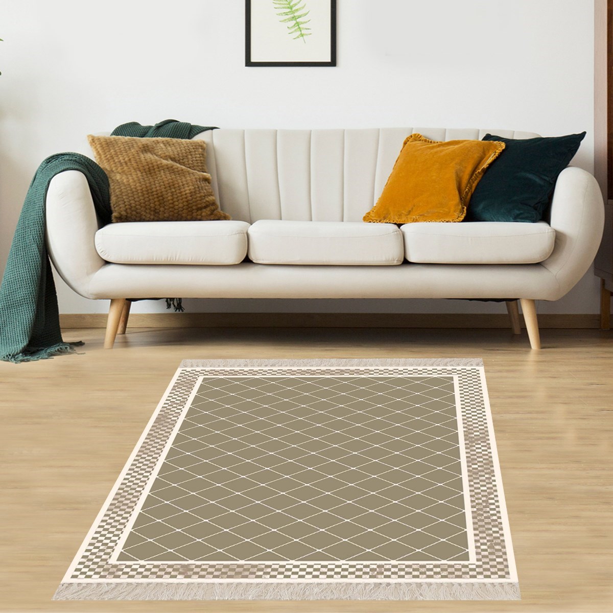 Geometrik Desenli Dijital Baskı Yıkanabilir Kaymaz Taban Etnik Kilim Desen Salon Halı