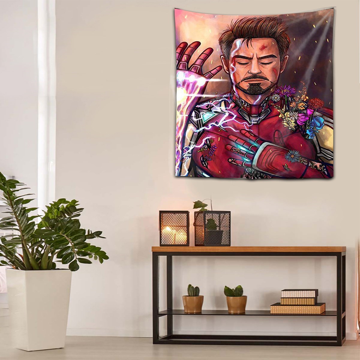 Robert Downey İron Man Yıkanabilir Leke Tutmaz Kumaş Duvar Örtüsü Duvar Halısı Tapestry