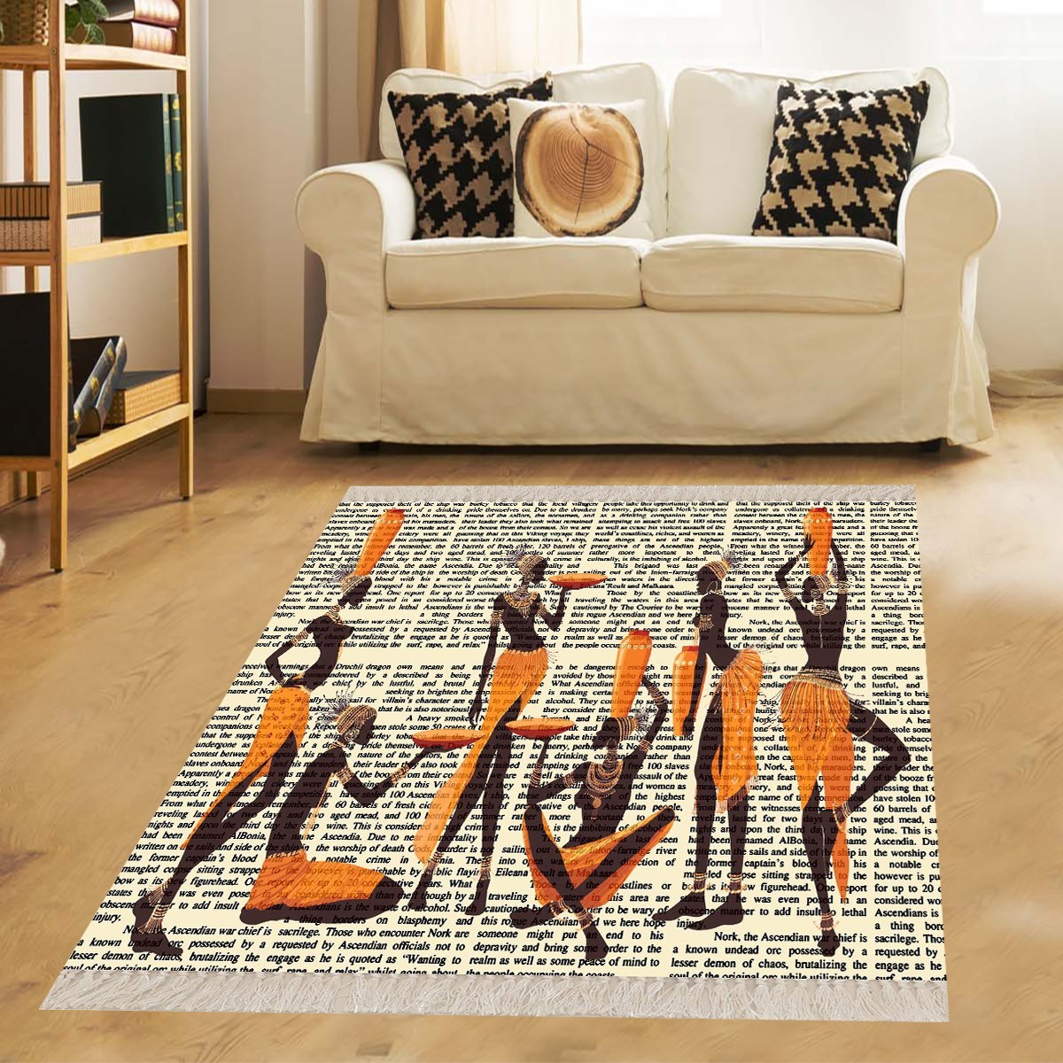 Afrika Desenli Afrikalı Kadın Halı Dijital Baskı Yıkanabilir Modern Salon Halı ve Yolluk