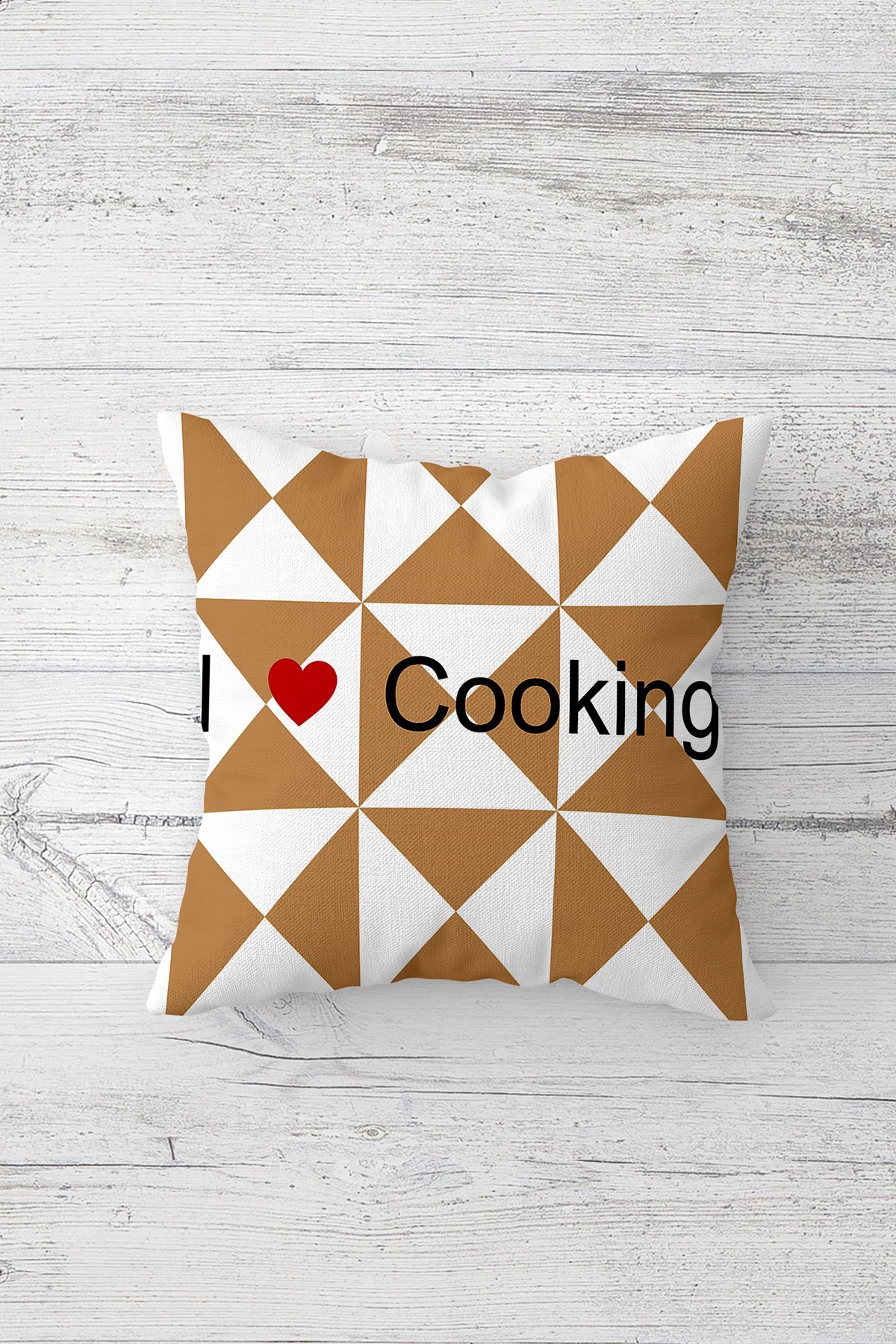 I Love Cooking Yazılı Çift Tarafı Baskılı Gizli Fermuarlı Dekoratif Yastık Kılıfı Kırlent Kılıfı 