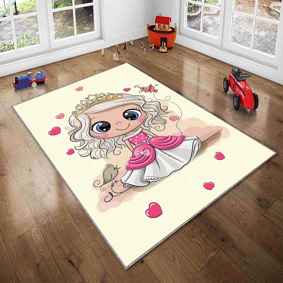 Yeşil Safari Desenli Yıkanabilir Kaymaz Taban Leke TutmazBebek ve Çocuk Odası Halısı