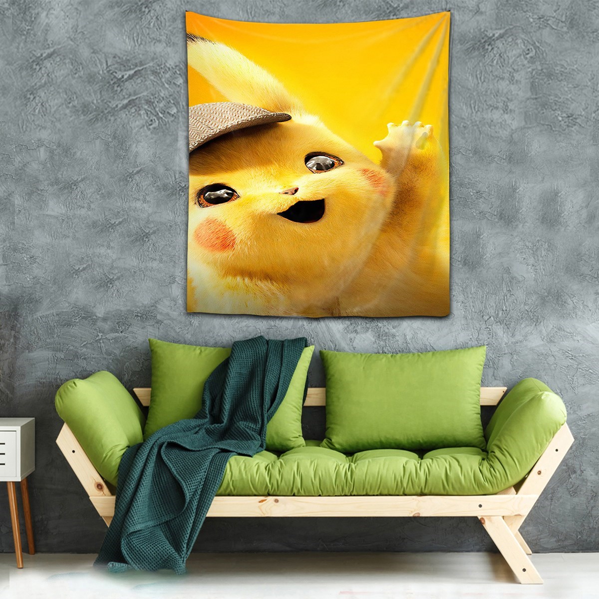 Pokemon Pikachu Yıkanabilir Leke Tutmaz Kumaş Duvar Örtüsü Duvar Halısı Tapestry