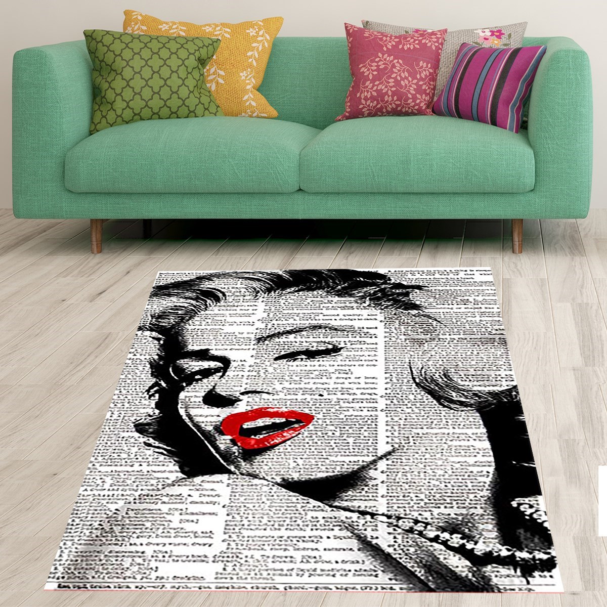 Marilyn Monroe Portre Tablo Poster Dijital Baskı Yıkanabilir Otantik Salon Halı ve Yolluk