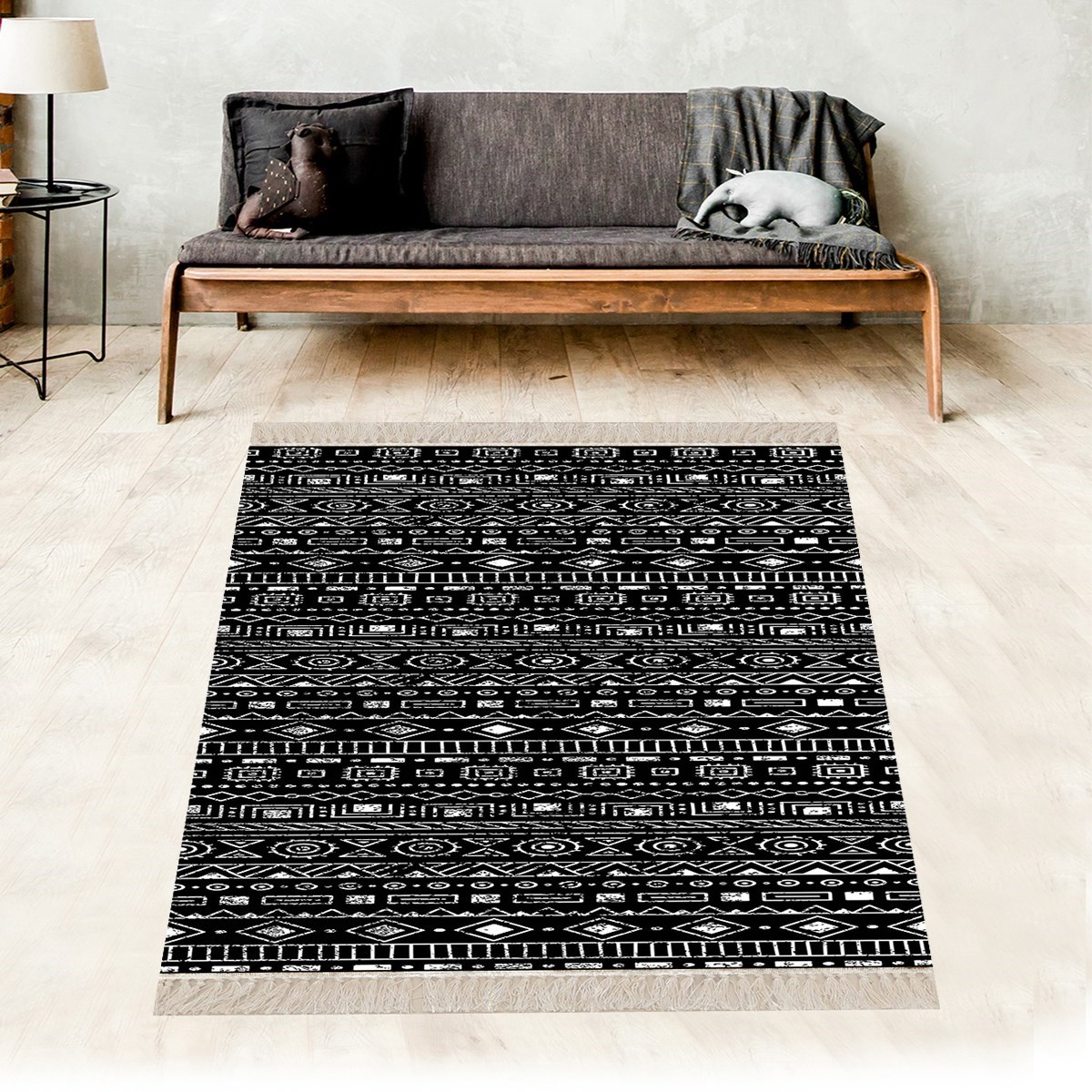 Kilim Desenli Etnik Dijital Baskı Yıkanabilir Kaymaz Taban Modern Salon Halı ve Yolluk