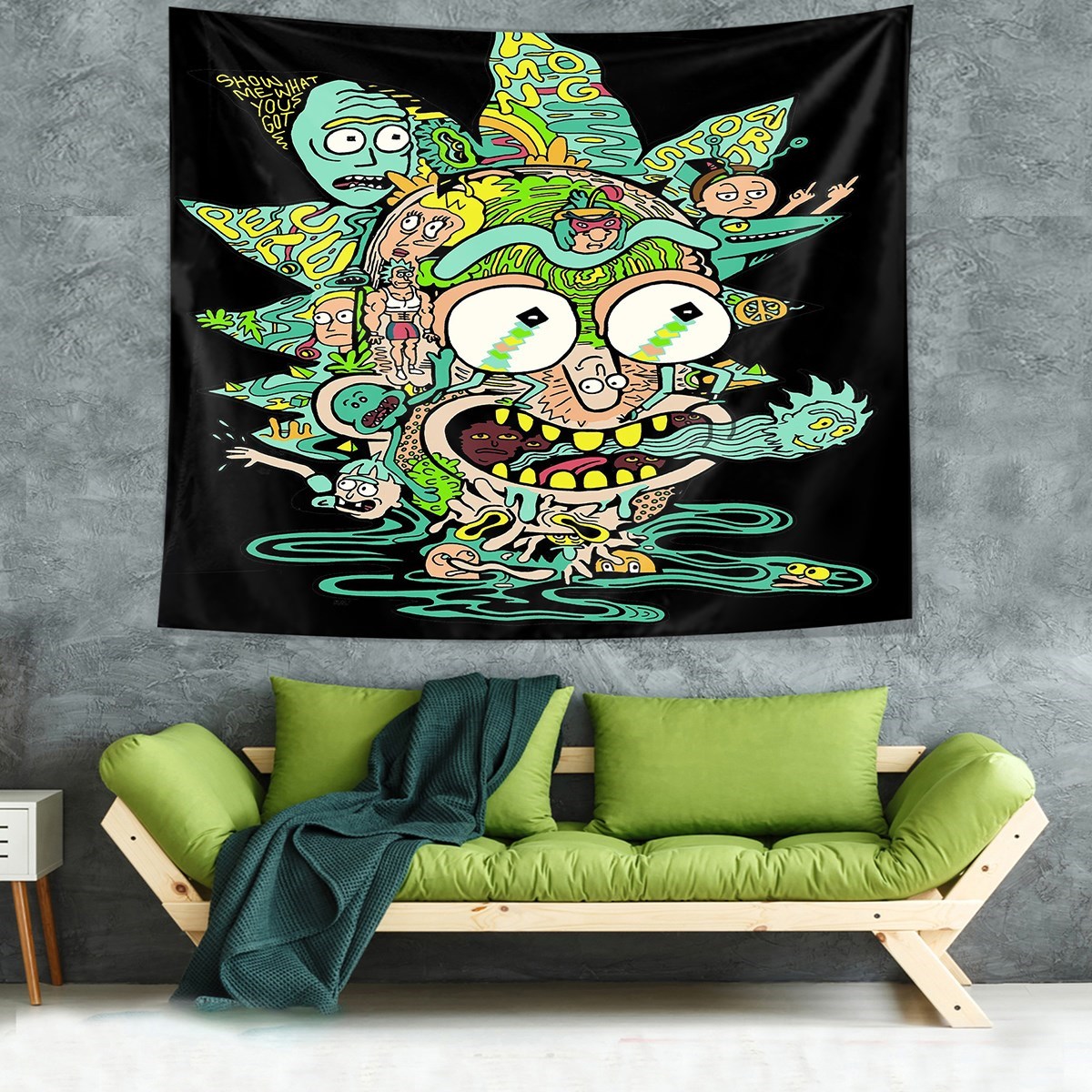 Rick and Morty Desen Leke Tutmaz Kadife Dokulu Kumaş Duvar Örtüsü Duvar Halısı Tapestry