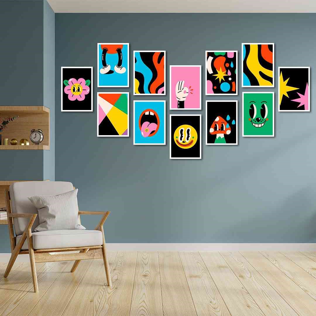 12Li Set Popart Eğlenceli Mdf Tablo  - 12Set-008  15X20