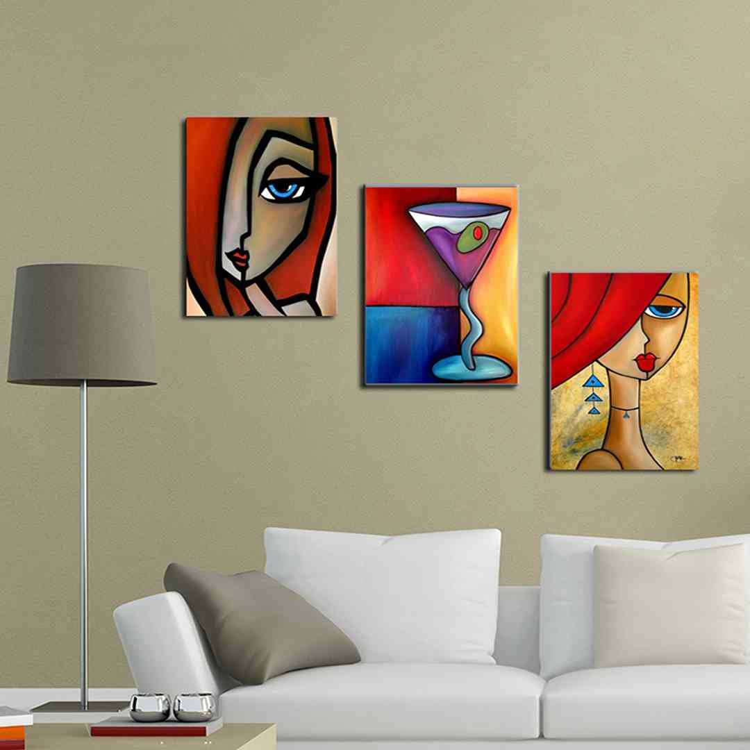 3 Parça Pop Art Mdf Tablo - T-3Prc40X30-0014  40X30