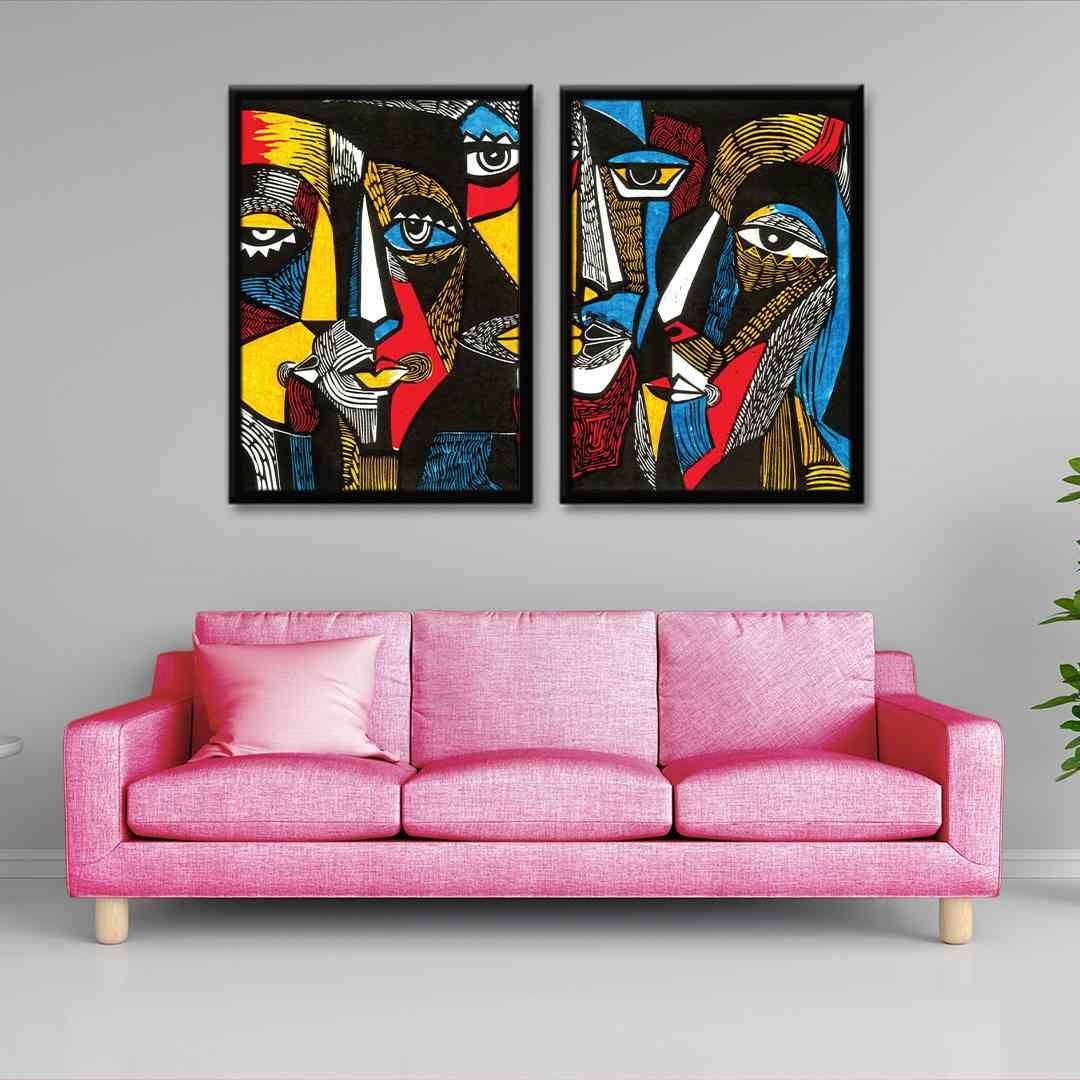 Evimona  Siyah Lamine Çerçeveli 2Li Set Popart Mdf Tablo  50 X 70  Cvr-2-038