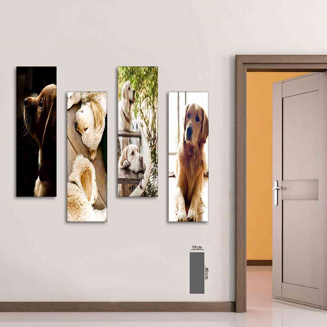 4 Parça Köpek Mdf Tablo  - T-4Dikey-25  19X40