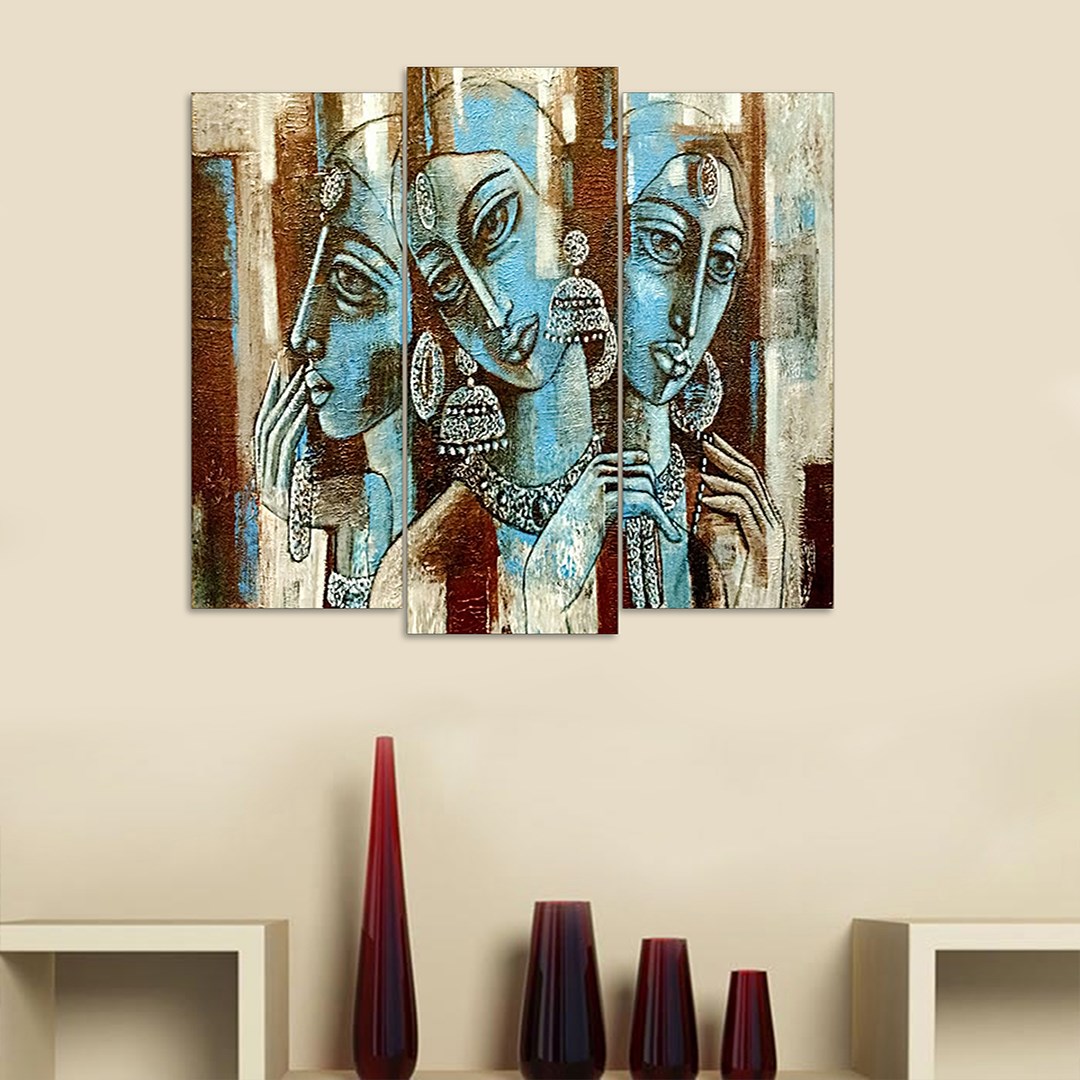 3 Parça Pablo Picasso Mdf Tablo  - T-3Dikey-43  19X40