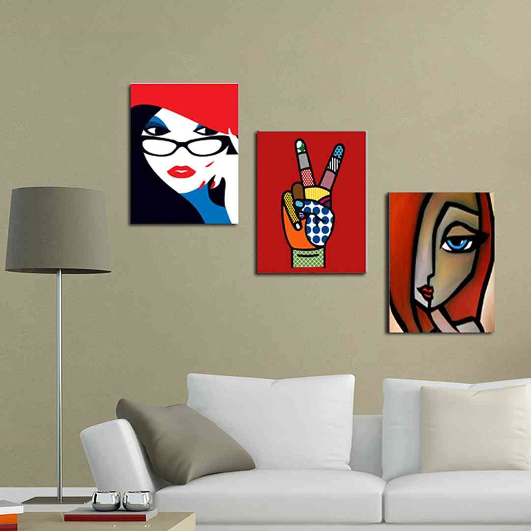 3 Parça  Pop Art Mdf Tablo - T-3Prc40X30-0053  40X30