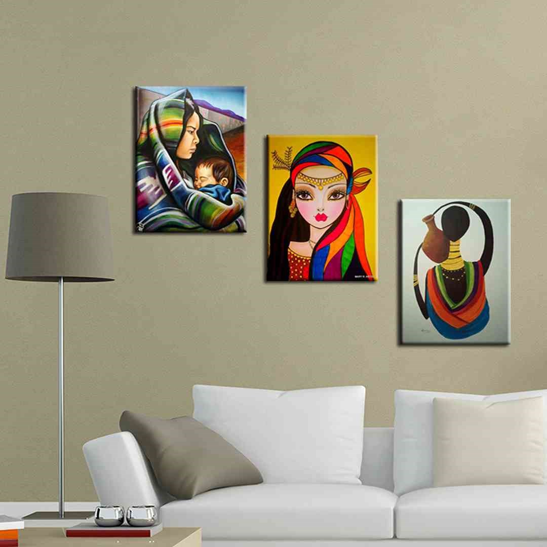 3 Parça Pop Art Mdf Tablo - T-3Prc40X30-0001  40X30