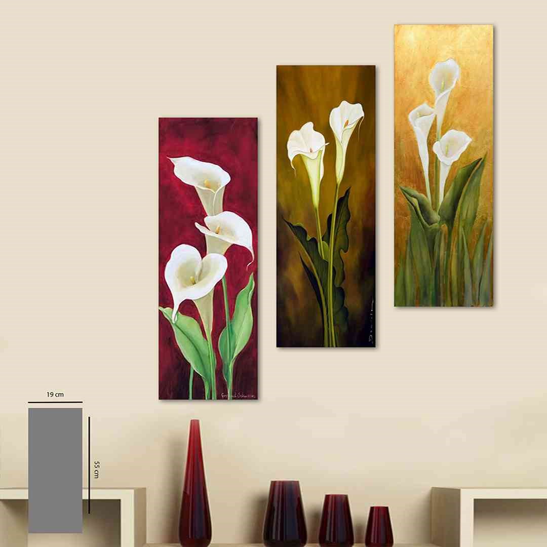 3 Parça Gelin Çiçeği Mdf Tablo  - 3Dikey-124  20X60