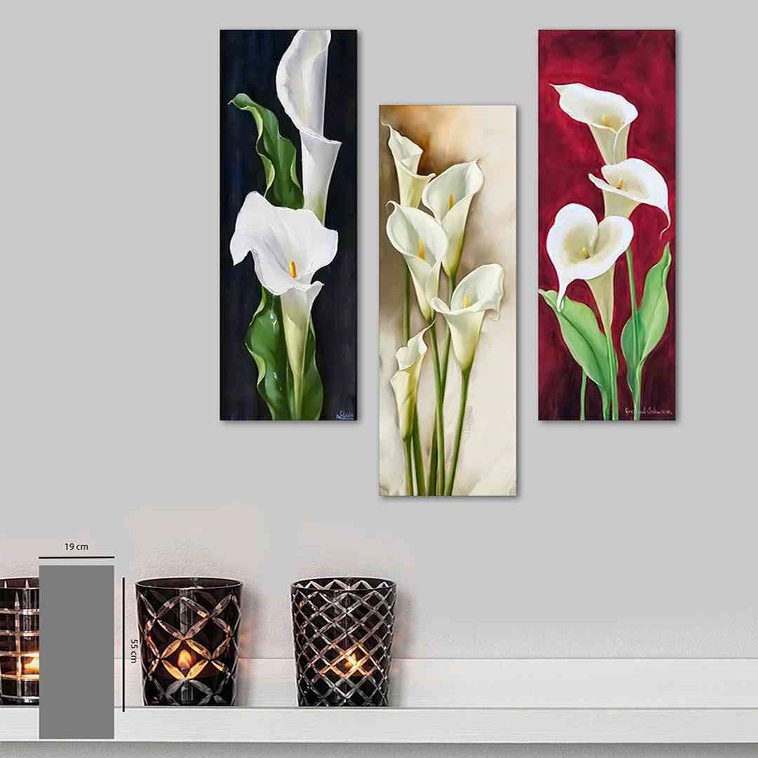 3 Parça Gelin Çiçeği Mdf Tablo  - 3Dikey-126  20X60