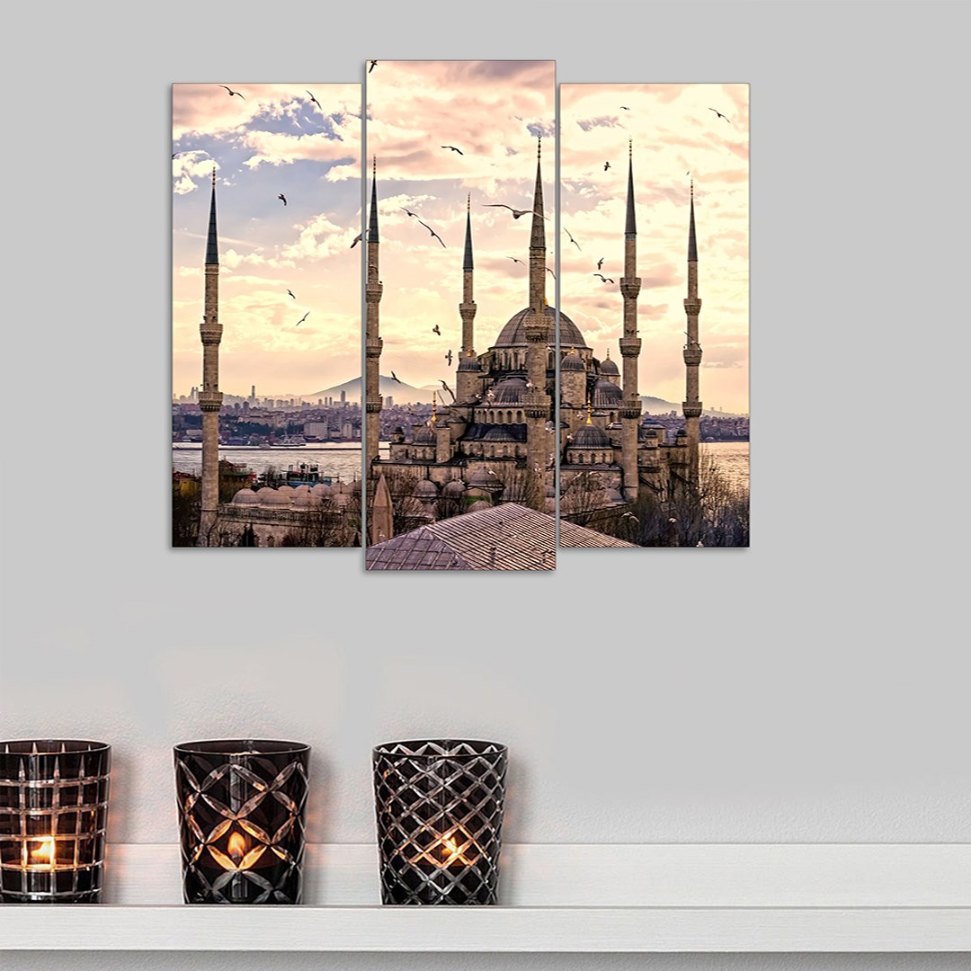 3 Parça Sultan Ahmet Camii Mdf Tablo  - T-3Dikey-51  19X40