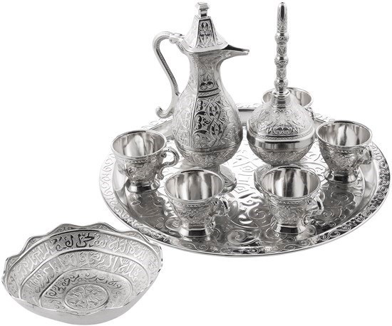 Ebruli Zemzem Tam Set (Gümüş) - 26517