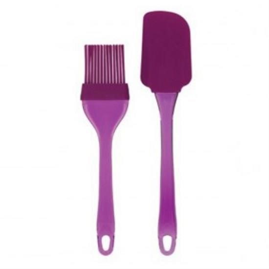 Silikon Spatula ve Slikon Fırça 2li Set Ahşap Saplı - 33088