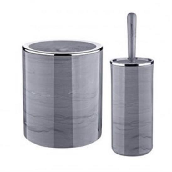 Yuvarlak 2li Banyo Seti Krom Mermer Desen - 32666