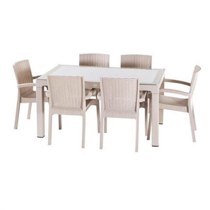 Violet Bahçe Mutfak Masa Takımı Camlı Mutfak Masa Sandalye Takımı 6 Sandalyeli-18045