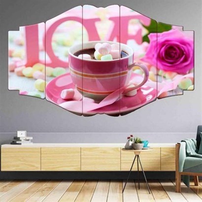 Love Temalı 5 Parçalı Mdf Dekoratif Tablo B-6-17889