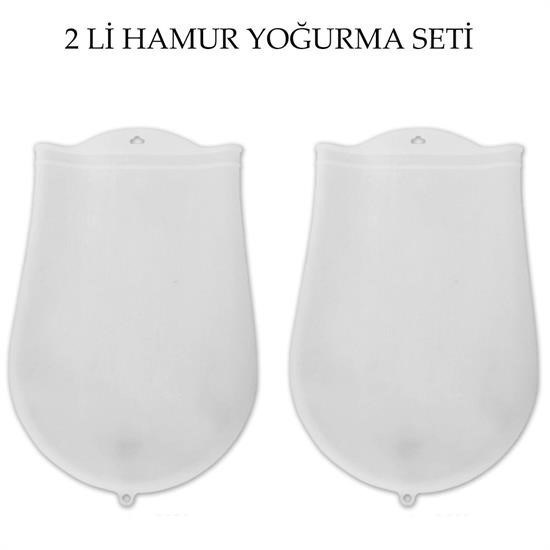 BUFFER® Hamur Torbası 2 li Set Orta ve Büyük Hamur Silikon Şeffaf Yoğurma Torbası Ekmek Makarna Mant