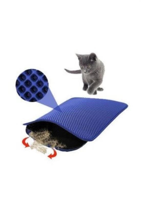 BUFFER® Elekli Kedi Tuvalet Önü Paspası-Mavi