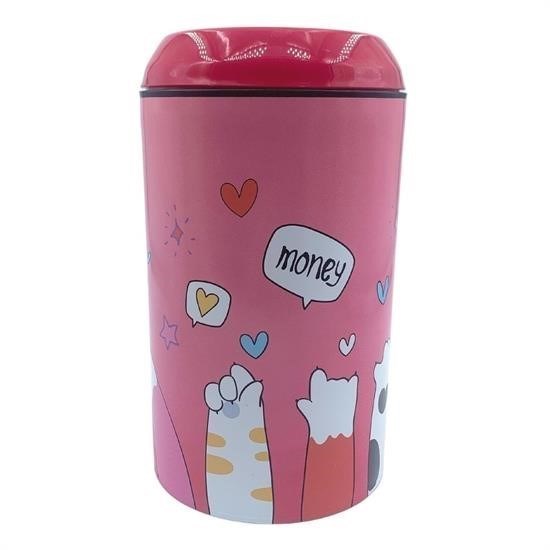 BUFFER® Plastik Pembe Gülen Yüzlü Patili Zor Açılan Erkek Kız Çoçuk Kumbarası- TP-284