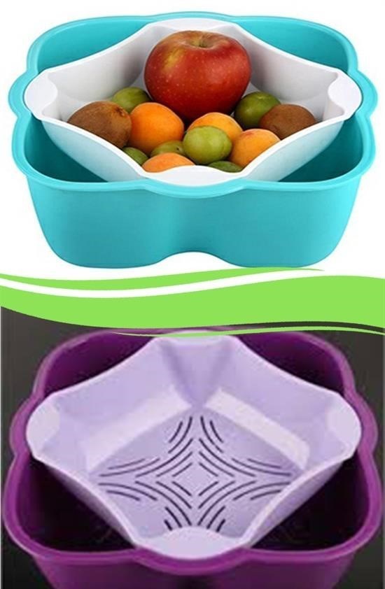 BUFFER® Pratik Süzgeçli Çöp Hazneli Meyve Sebze Kasesi Tabağı Çerezlik