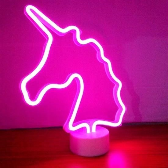 BUFFER® Unicorn Renkli Dekoratif Neon Led Pilli Masa ve Gece Lambası