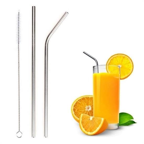 BUFFER® Metal Pipet Seti Paslanmaz Çelik Düz ,Eğik Pipet ve Pipet Temizleme Fırçası