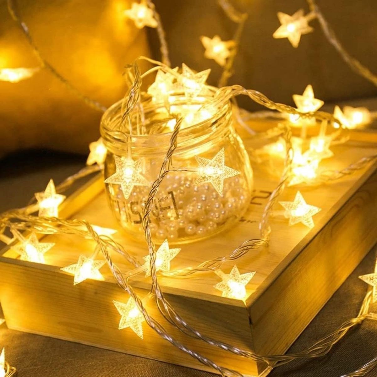 BUFFER® 20 Adet Mini Yıldız Led 5 Metre Günışığı Rengi Dekoratif Led