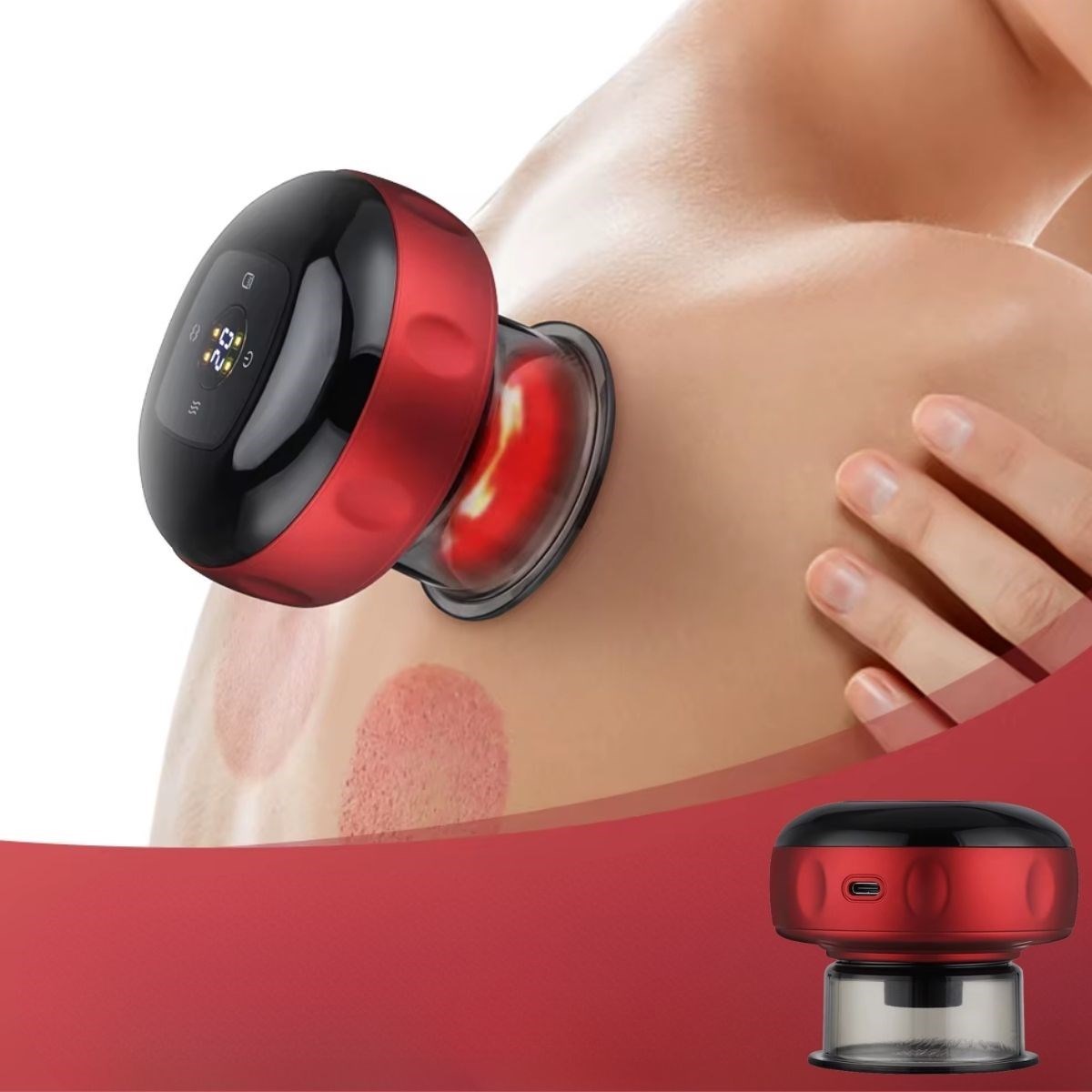 BUFFER® 12 Kademeli Sıcaklık Emişli Bardak Çekme Terapisi, Vakumlu Masaj Aleti,Terapi Cihazı Gua Sha-Masaj Cihazı