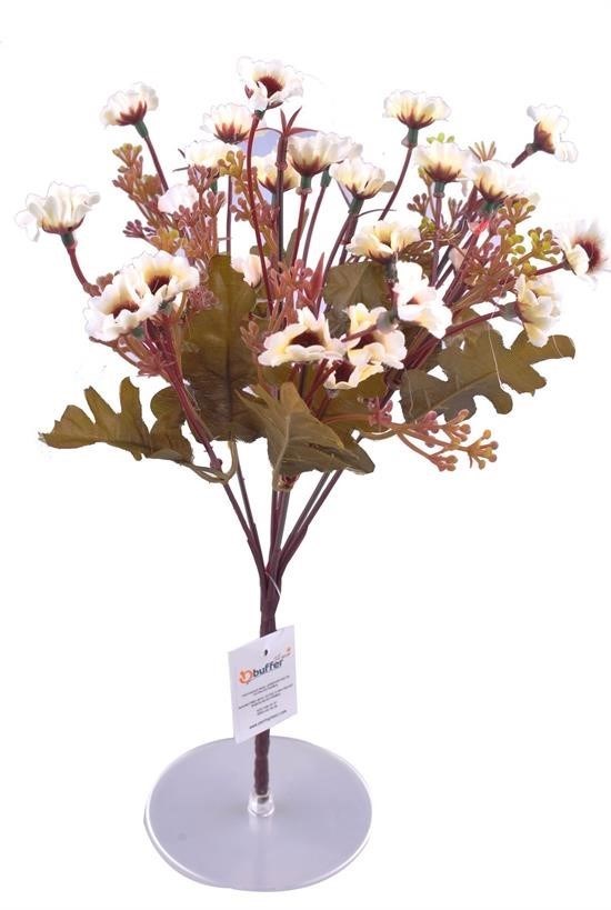 BUFFER® 7 Dallı 33 cm Dekoratif Papatya Beyaz Renkli Yapay Süs Çiçek