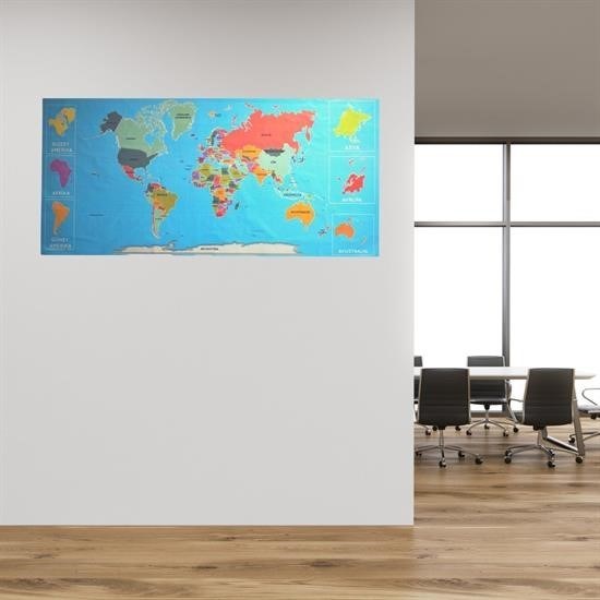 BUFFER® Renkli Atlas Dünya Haritası Manyetik Yapıştırıcı Gerektirmeyen Duvar Stickerı 118 CM * 56 CM