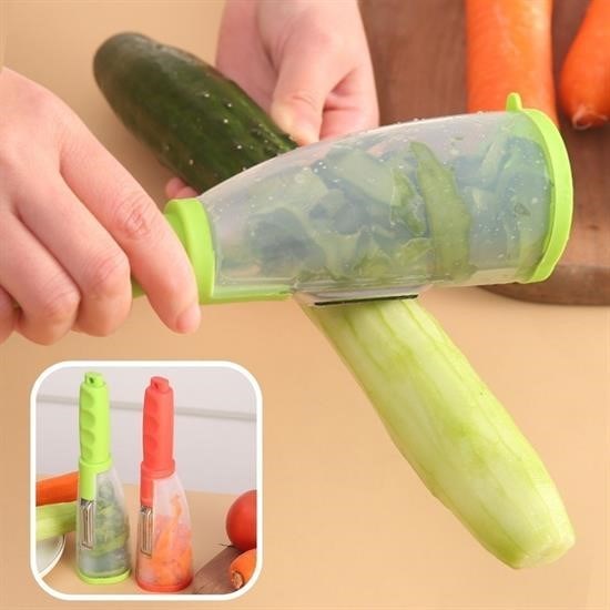  BUFFER® Hazneli Meyve Sebze Soyacağı Renkli Tutma Kollu Şeffaf Hazneli Soyacak