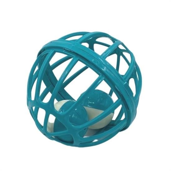 BUFFER® Kediler İçin Çanlı Renkli Tekerlekli İçinde Top Olan Kafes Şeklinde Evcil Hayvan Oyuncağı