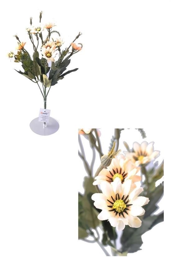 BUFFER® 5 Dallı 33 cm Dekoratif Papatya Beyaz Yapay Çiçek Süs Bitkisi